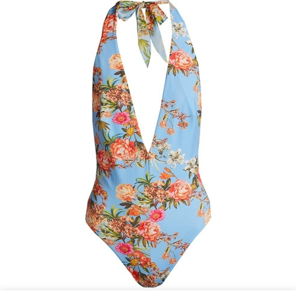 Adriana Iglesias Deep V Floral Stretch Silk Bodysuit - Picture 8 of 16